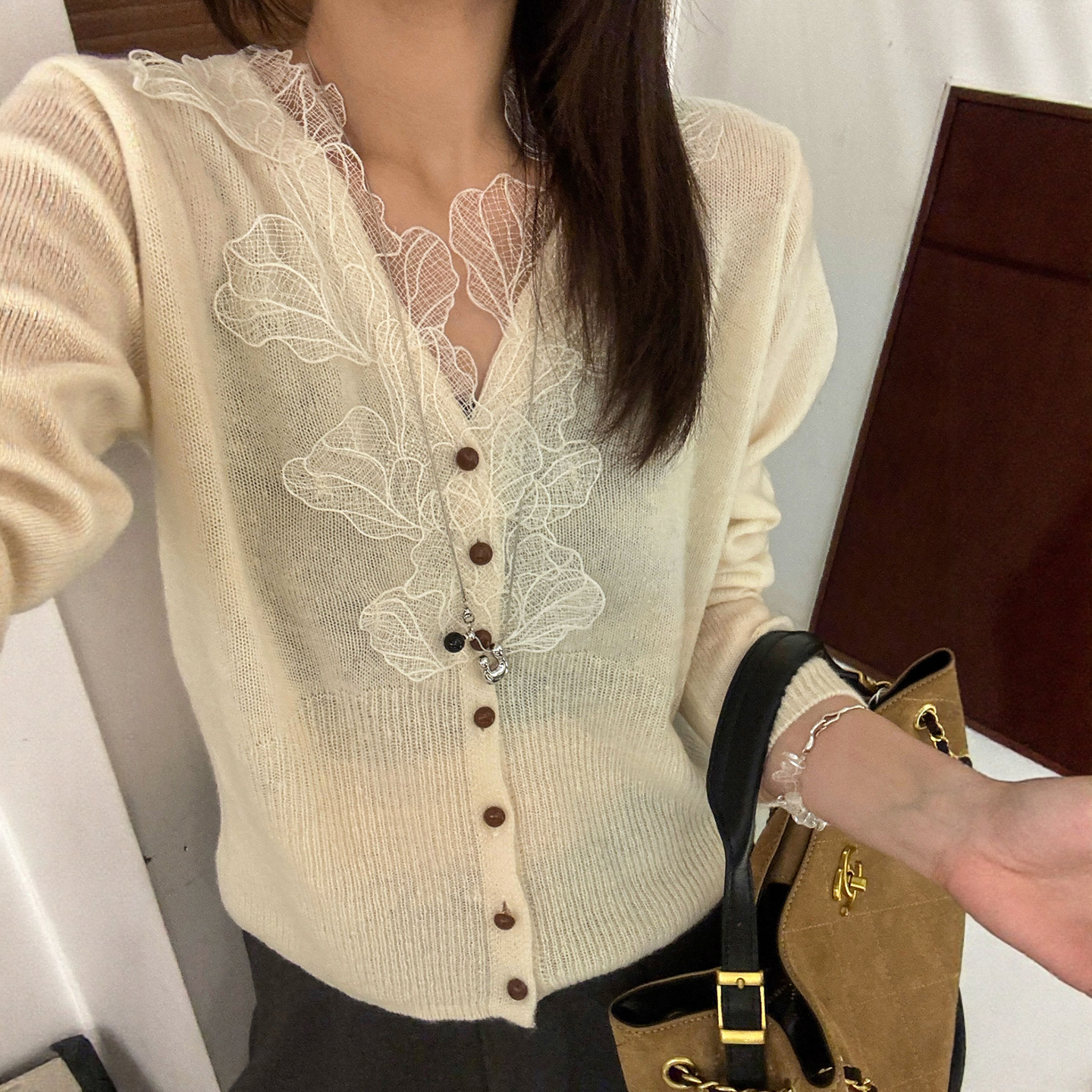 立体花朵刺绣羊毛针织开衫女欧洲站2025秋装新款欧货女装打底衫潮 - 图2