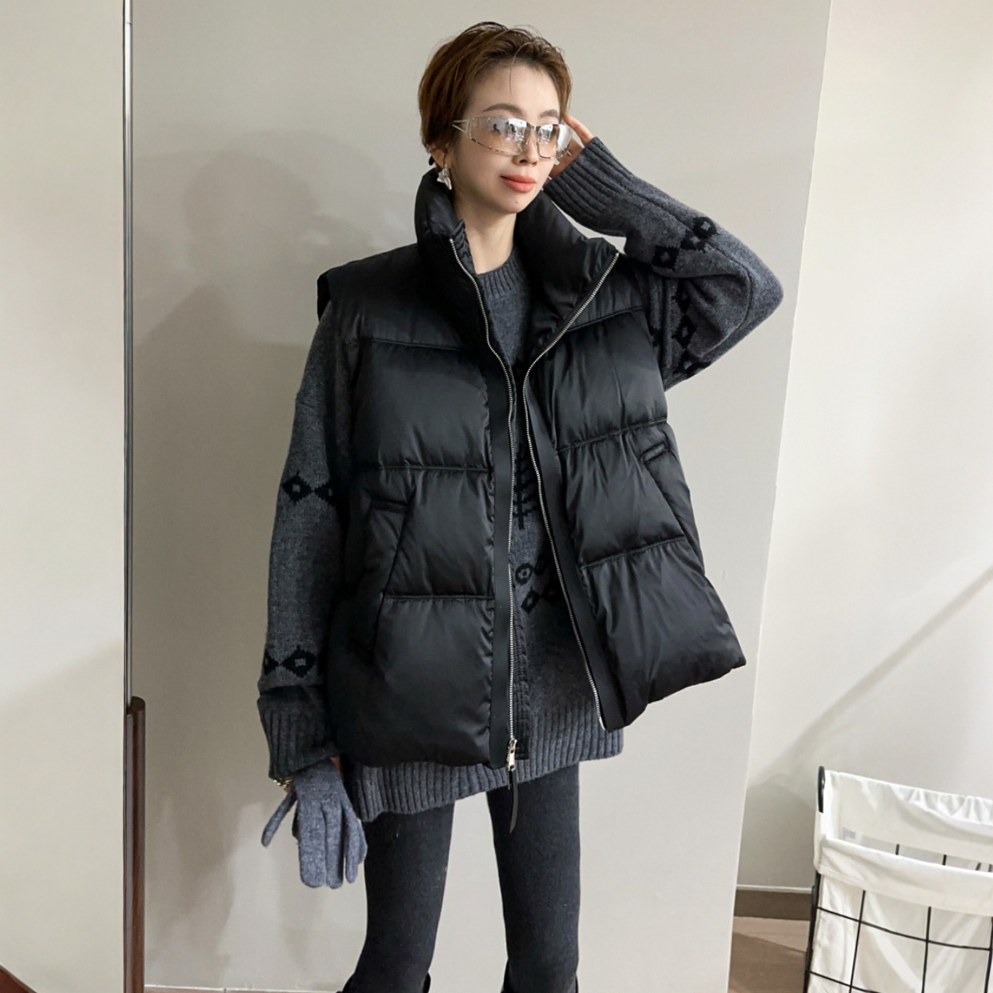 复古立领羽绒服马甲外套女欧洲站2025冬装新款欧货女装加厚上衣潮 - 图2