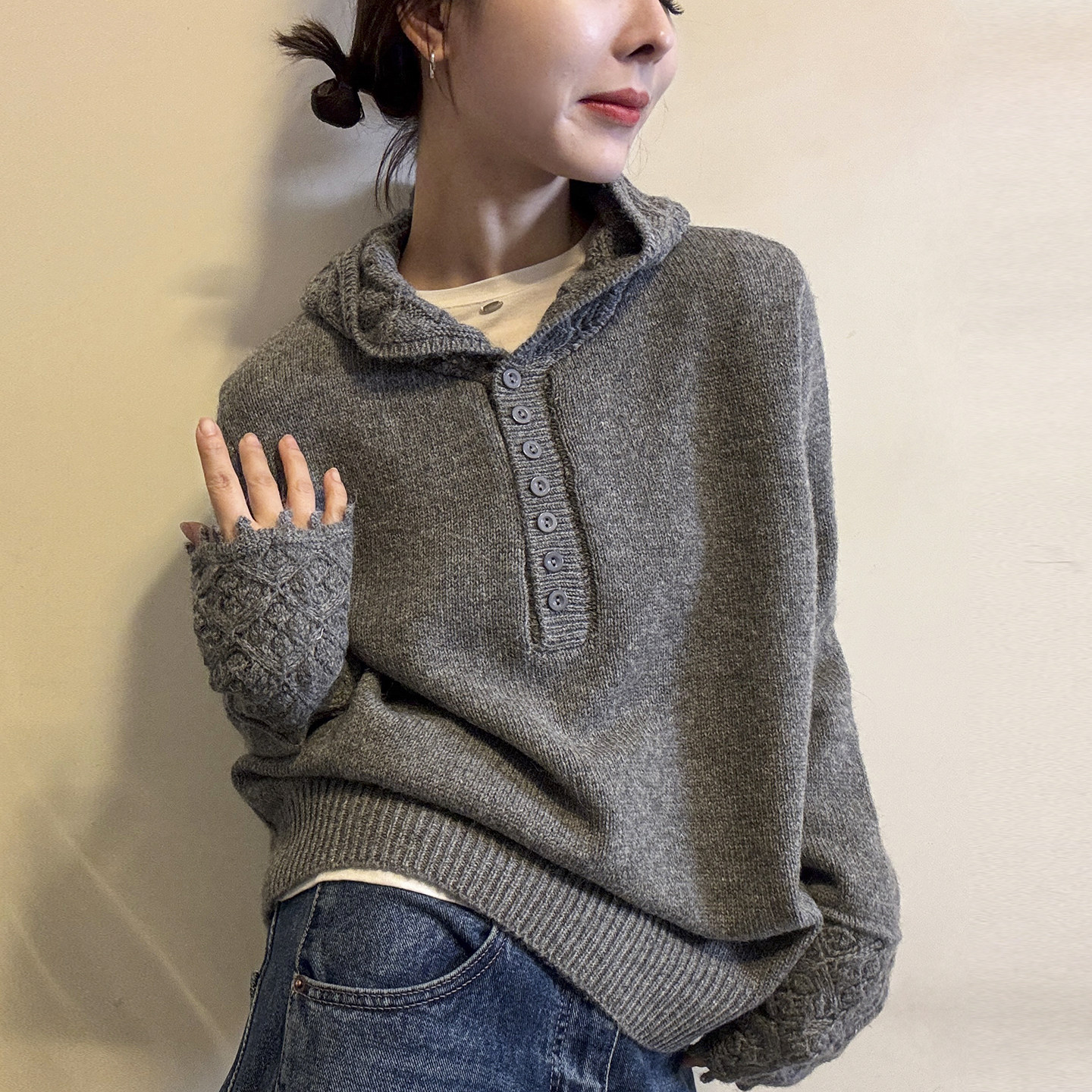 镂空钩花连帽羊毛针织衫女欧洲站2025冬装新款欧货女装打底毛衣潮,淘宝优惠券,粉丝福利购,淘宝优惠卷