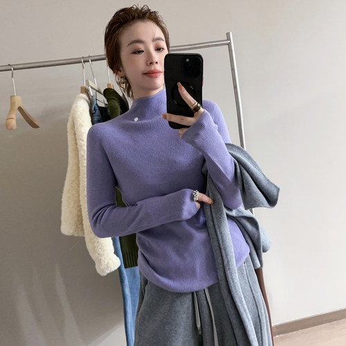 小半高领细羊毛针织衫女欧洲站2025冬装新款欧货女装时尚打底衫潮 - 图3