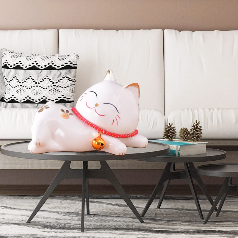 福美林家饰软装馆新品现代创意新房软装饰品招财猫陶瓷工艺品摆件新房酒柜玄关摆设0