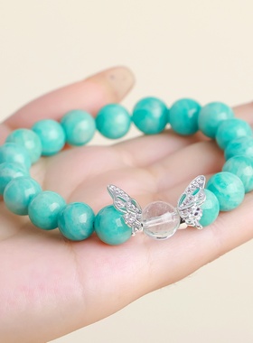 小红书爆款天然天河石手链韩版女式甜美风DIY设计款蝴蝶配饰手链