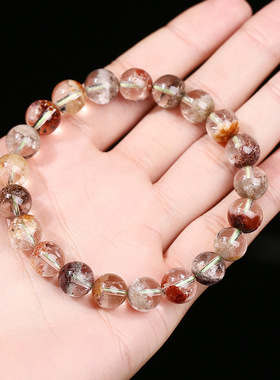 四季聚宝盆幽灵手链女7A天然冰透四季聚宝盆幽灵水晶手串招财水晶