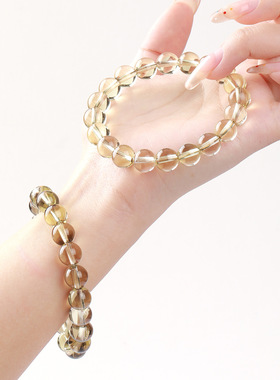 新款美拉德色系水晶手链男女通用美拉德风8A天然魔晶宙斯水晶手串