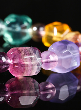 天然彩虹随性莹石手链女独特异形不规则彩色萤石水晶手串饰品礼物