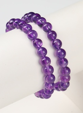 巴西天然紫水晶手链女个性时尚紫气东来浅色高品质7A紫水晶手串