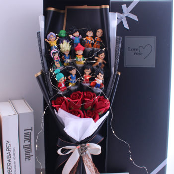 Dragon Ball Goku ຮູບກາຕູນ Doll Bouquet ວັນແຫ່ງຄວາມຮັກ 520 ຂອງຂວັນວັນເກີດທີ່ສ້າງສັນສໍາລັບແຟນແລະເດັກນ້ອຍ