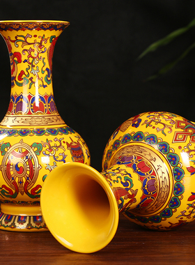 佛堂用品八宝陶瓷果盘藏传莲花