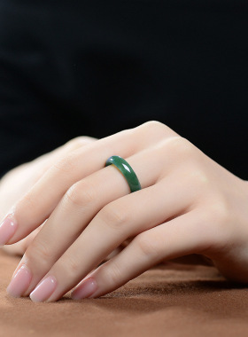 老坑a货翡翠冰种无名指情侣对戒