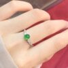 Natural chrysoprase ring plated with 925 silver and inlaid with green agate stone egg face ring jewelry popular gift giving