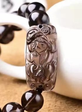 彩虹眼黑曜石冰种招财转运佛珠