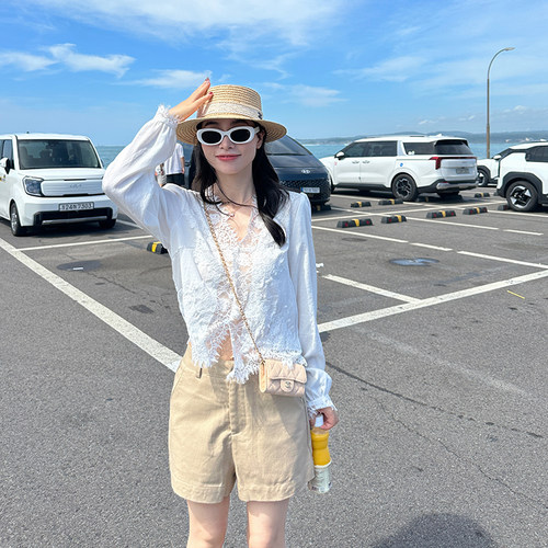 金苏一 卡其色天丝亚麻休闲短裤女2026夏季韩版中腰显瘦a字阔腿裤 - 图2