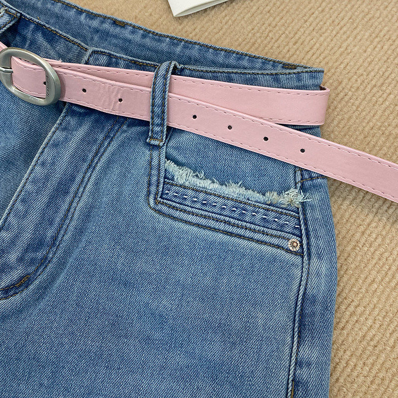 浅蓝色时尚阔腿牛仔裤女春秋2026新款高腰宽松显瘦垂感九分直筒裤,淘宝优惠券,粉丝福利购,淘宝优惠卷