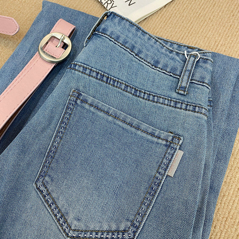 浅蓝色时尚阔腿牛仔裤女春秋2026新款高腰宽松显瘦垂感九分直筒裤,淘宝优惠券,粉丝福利购,淘宝优惠卷