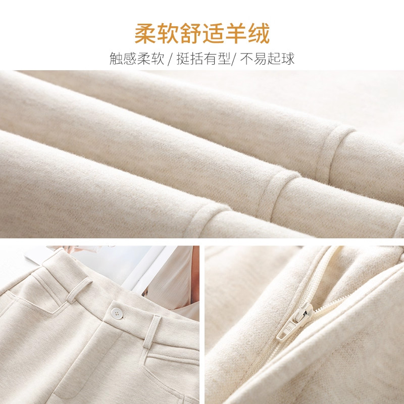 灰色羊绒阔腿裤女秋冬季2025新款休闲糯米裤加绒加厚羊毛呢直筒裤,淘宝优惠券,粉丝福利购,淘宝优惠卷