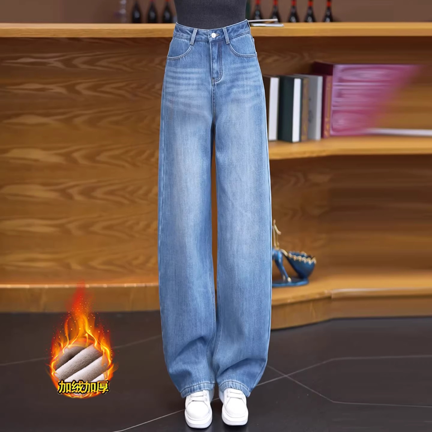 窄版阔腿牛仔裤女春秋2026新款刺绣高腰宽松显瘦垂感休闲直筒裤子,淘宝优惠券,粉丝福利购,淘宝优惠卷