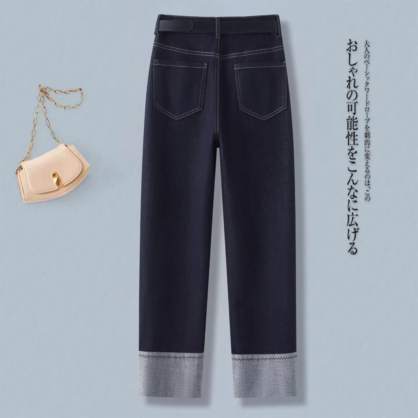 深蓝色窄版直筒牛仔裤女秋冬季2025新款高腰显瘦小个子加绒烟管裤,淘宝优惠券,粉丝福利购,淘宝优惠卷