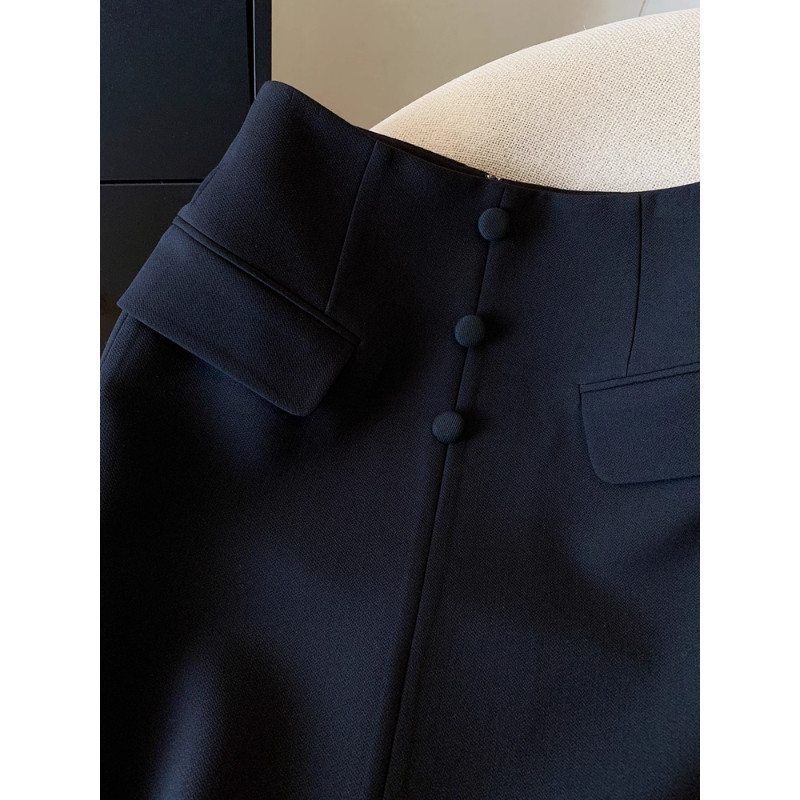 黑色半身裙女秋冬新款高腰开叉直筒裙毛呢高端轻奢中长款包臀裙子,淘宝优惠券,粉丝福利购,淘宝优惠卷