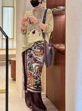 非洲动物图腾设计感百搭丝巾女一片裙帘披肩方巾头巾多用搭配潮品