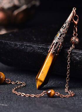 跨境爆款水晶项链灰月光紫茶粉黑耀蓝砂石灵摆吊坠生日毕业礼物