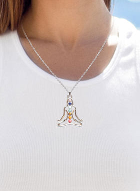 7 Cha kra 天然水晶项链吊坠瑜伽石项链吊坠欧美跨境