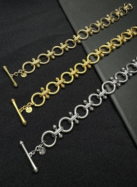 欧美外贸品牌饰品JV手链铜加厚镀金轻奢版手链长度约19.5cm