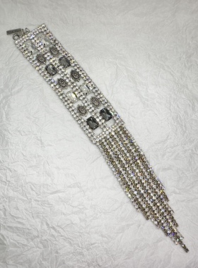 欧美外贸饰品打标款手链流苏手链满镶超闪手链轻奢高级款女手链