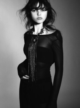 新款Z家流苏项链玻璃珠蝙蝠夸张款欧美外贸饰品品牌打标女项链