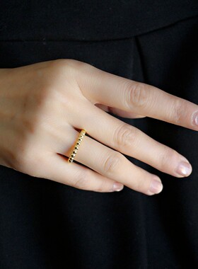 圆珠S925银开口戒指可调