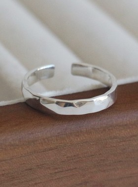 925纯银水波纹开口戒指
