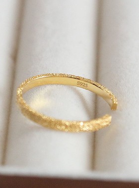 S925纯银磨砂银色金色戒指