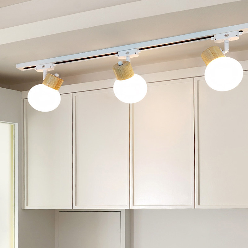 简约家用轨道灯全光谱护眼三色变光木艺玻璃万向日式散光明装射灯,淘宝优惠券,粉丝福利购,淘宝优惠卷