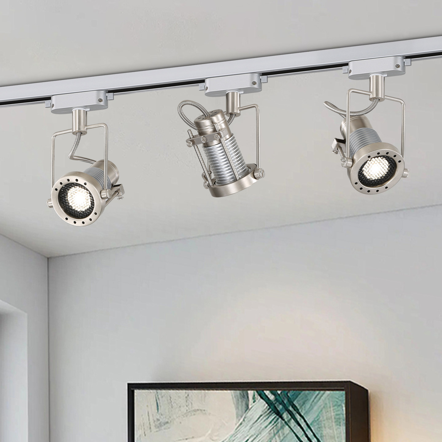 银色不锈钢轨道射灯家用客厅GU10接口 商用服装店铺防眩LED轨道灯,淘宝优惠券,粉丝福利购,淘宝优惠卷