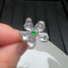 18k gold diamond inlaid high ice fluorescent emerald white ice large flower ring natural Myanmar A goods