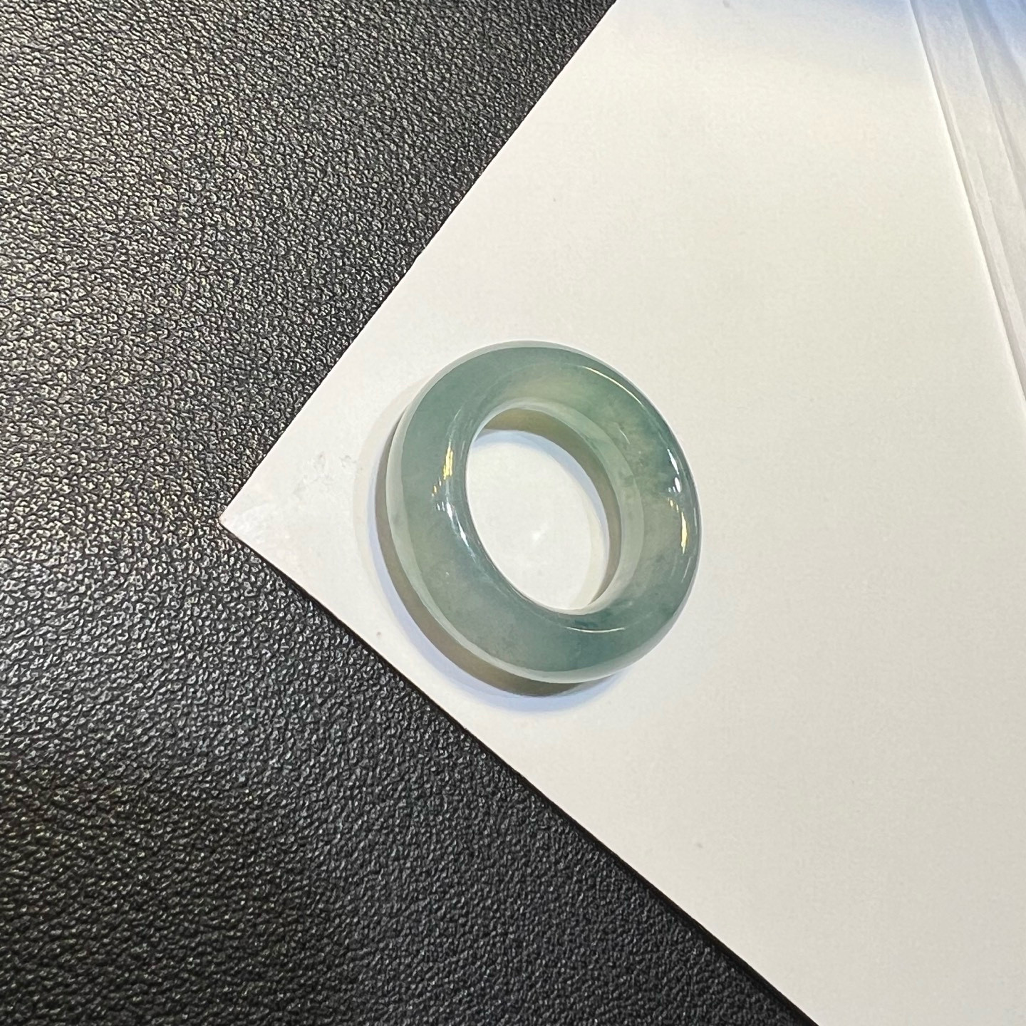 Nuobing light blue background jadeite ring with loose stones, natural Myanmar A-grade ring