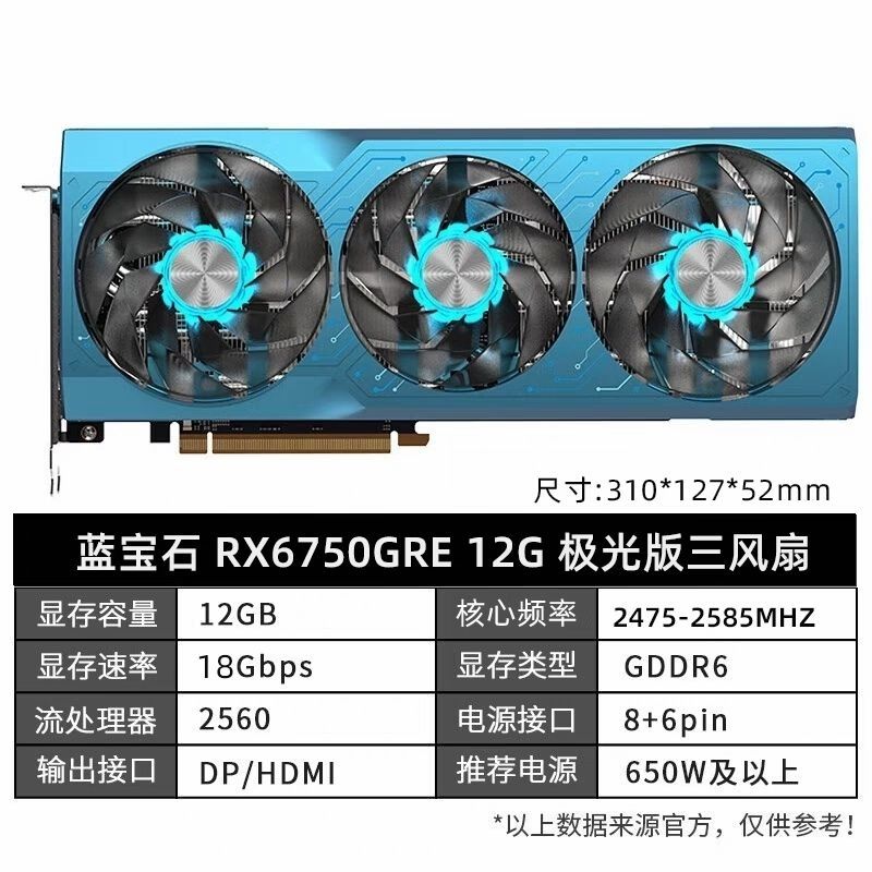 蓝宝石RX6750 GRE 12G 白金版/极地版/海外版极光版电脑游戏显卡 - 图2