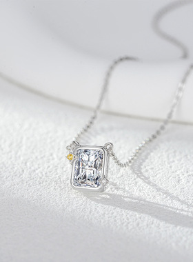 星河方糖925纯银项链女高级感轻奢闪钻吊坠锁骨链饰品配饰送女友