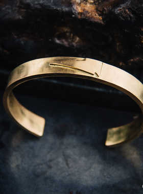 窄版闪电刻印高山隆平打手镯全金