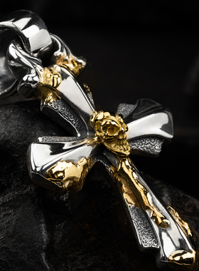 BWL五鎏金骷髅十字架吊坠