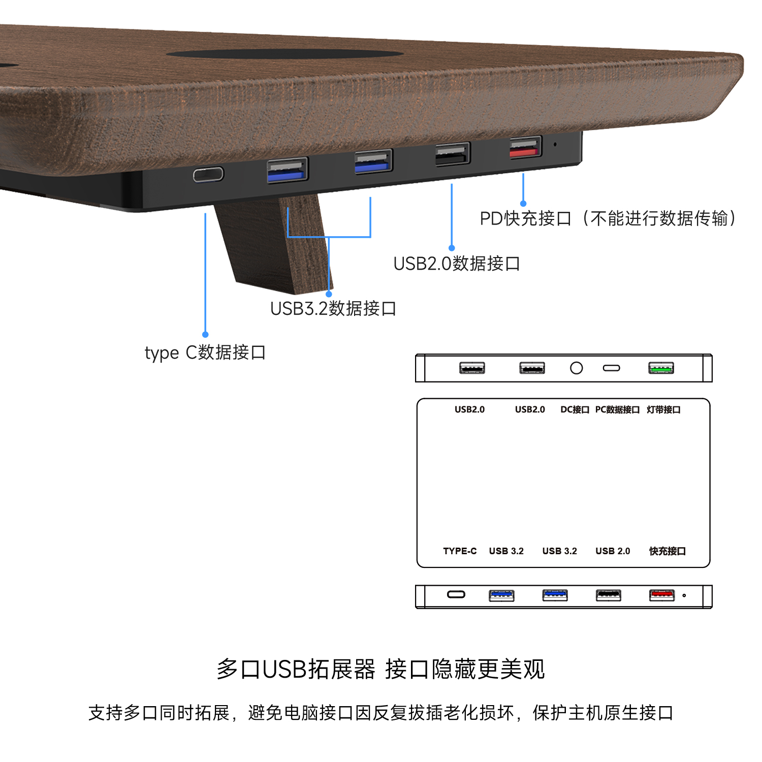 aliwas木质显示器增高架指纹识别PD20W快充WIFI蓝牙RGB灯短款-图0