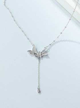 925纯银韩版ins蝴蝶项链女夏季百