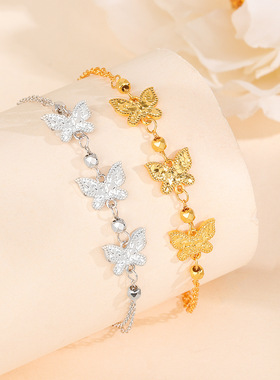 s925纯银流光闪蝶碎碎冰手链女轻