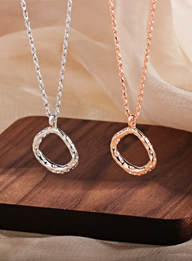 S925纯银圆环项链韩版INS小众设