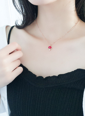 s925纯银小狐狸项链女锁骨链学生