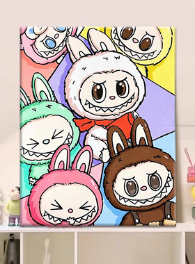 拉布布数字油画装饰挂画