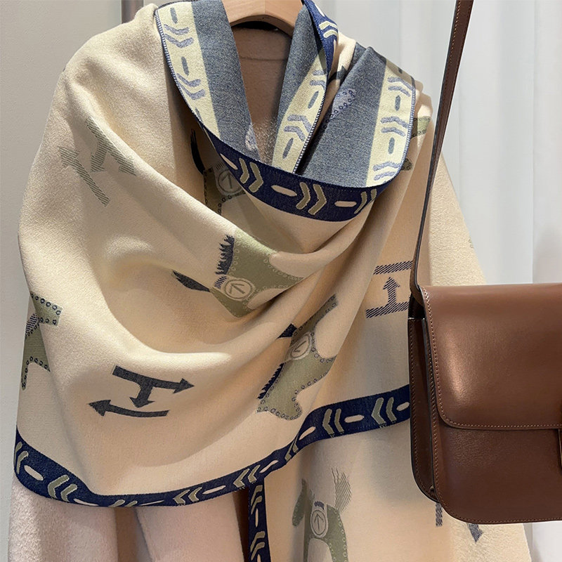 豆绿小马！轻奢减龄仿羊绒围巾冬季女韩版百搭长款披肩围脖两用,淘宝优惠券,粉丝福利购,淘宝优惠卷