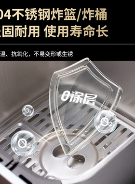 利仁6.5升0涂层双热源可视电炸锅