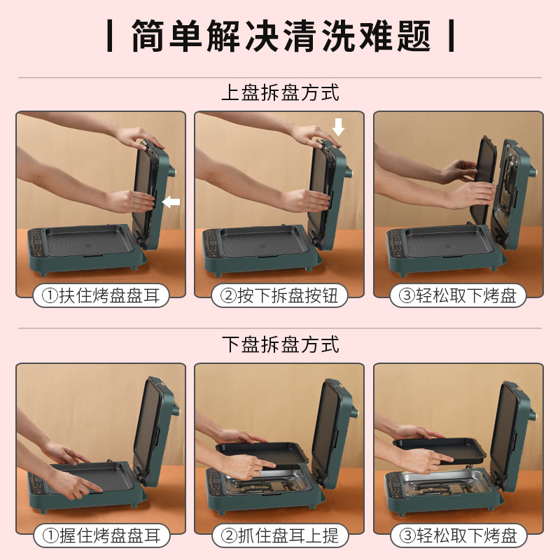 利仁家用双面加热可拆洗煎烤煎烤机 LIVEN利仁电饼铛/可丽饼机/薄饼机