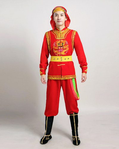 威风锣鼓服装舞龙舞狮服装成人新款秧歌舞蹈表演服男女演出服套装 - 图0