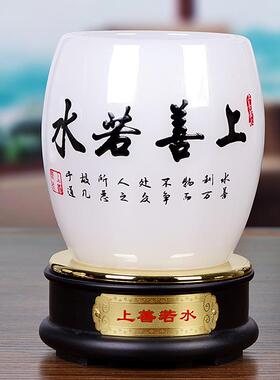玉石笔筒摆件教师节毕业送老师创意礼品老板桌办公室文房四宝摆设